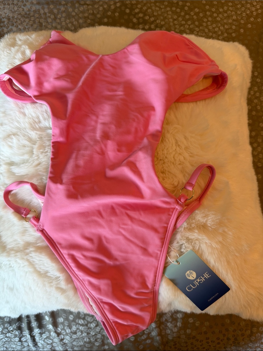 Cupshe Hot Pink One-Piece Swimsuit with Gold Hardware